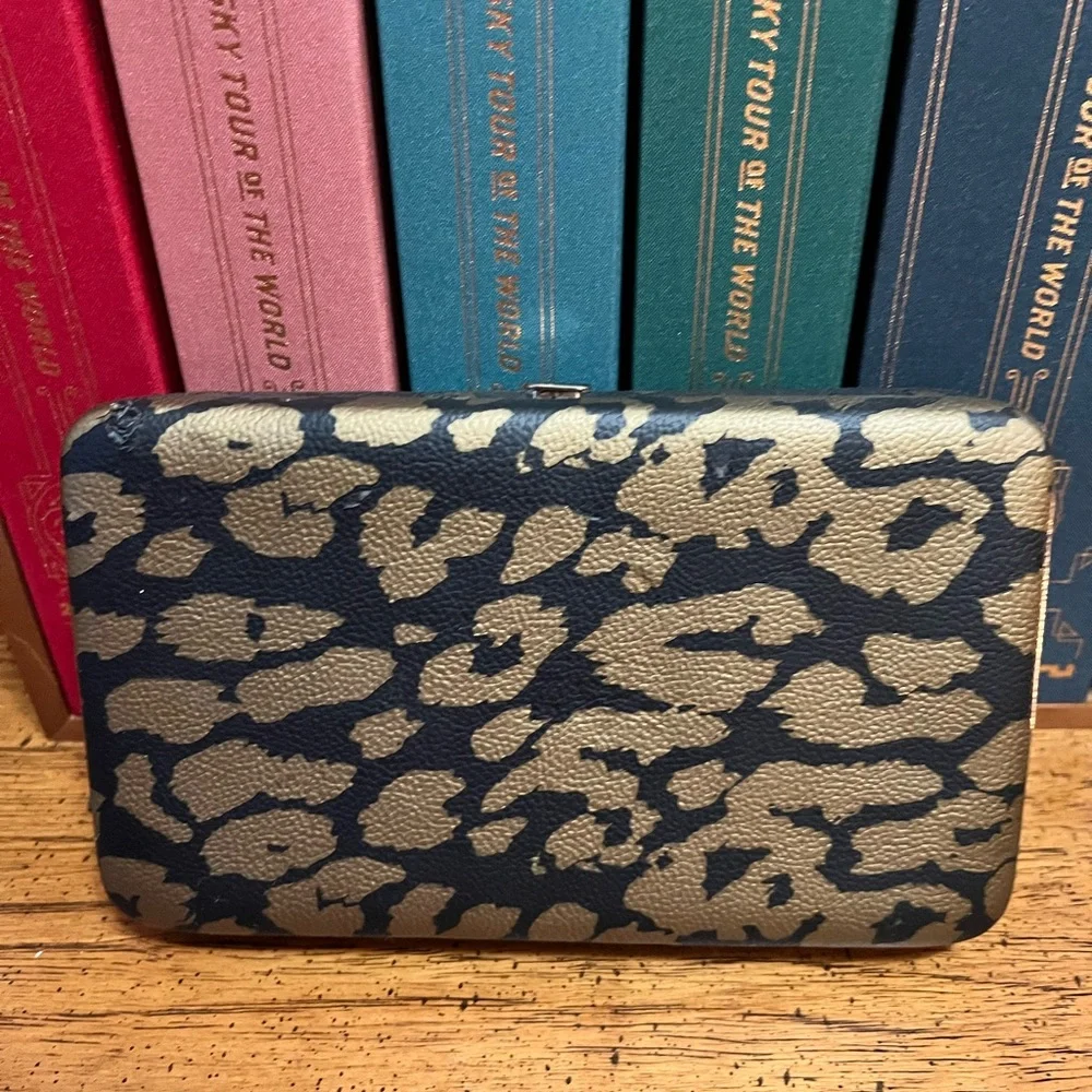 Leopard Print and Shiny Black Wallet/Clutch Set
